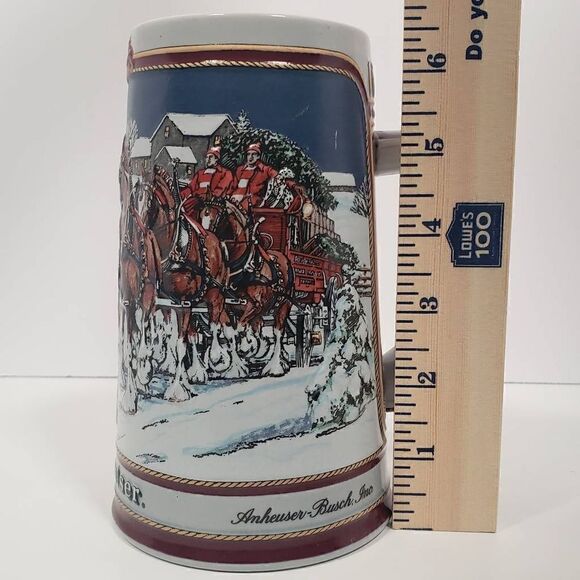 BUDWEISER SPECIAL EDITION 1989 HOLIDAY STEIN WINTER'S EVENING - Picture 8 of 11